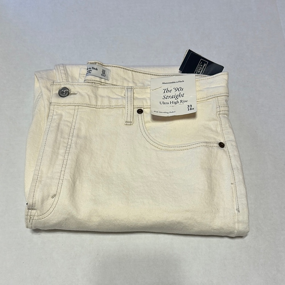 Abercrombie & Fitch Cream Straight Jeans
